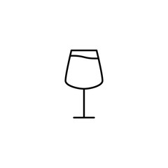 red wine glass icon with full filled with water on white background. simple, line, silhouette and clean style. black and white. suitable for symbol, sign, icon or logo