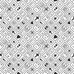 Abstract hand drawn faces. Vector seamless background with faces.