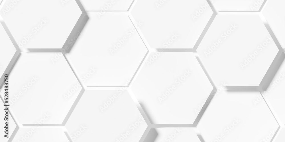 Poster modern minimal white large papercut random offset honeycomb hexagon geometrical pattern background b