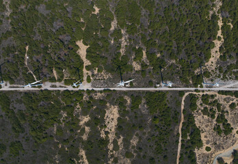 Windmills Drone Photo, Bozcaada Island, Canakkale Turkey 