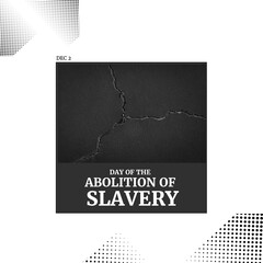 Illustration of dec 2 and day of the abolition of slavery text with black dots on white background