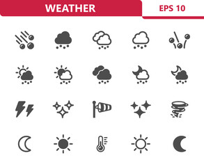 Weather Icons - Forecast, Hail, Hailstone, Storm, Tornado Icon Set