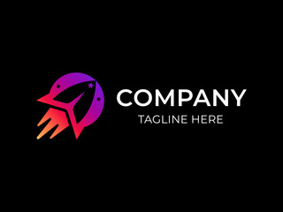 Space craft logo, rocket galaxy combination logo template