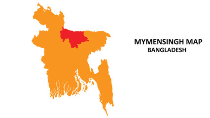 Mymensingh State and regions map highlighted on Bangladesh map.