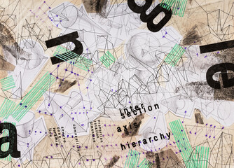 Geometric messy drawing with lettering design