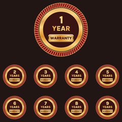 red golden warranty badge label set