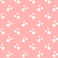 Pattern with hearts on pink background. Vector illustration.