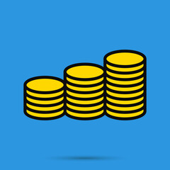 Stacks of coins flat vector illustration set. Growth. Success in business vector in flat style