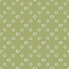 Seamless floral pattern. Cucumber slices are painted in watercolor. Green background