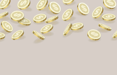 Golden coins fortune, cash finance, money winner. Vector