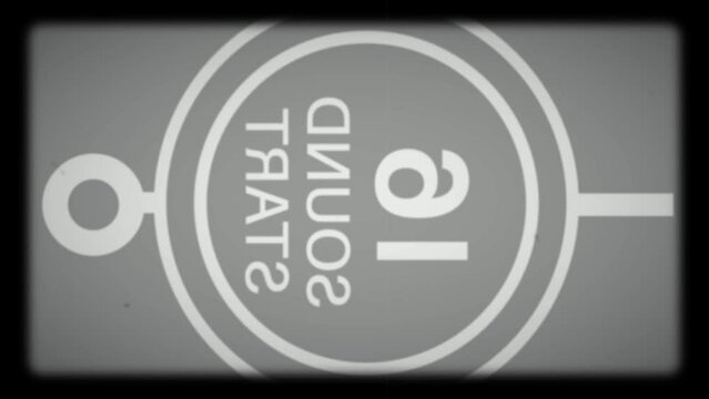4K. Real time countdown film leader graphic. Counting down from 10 to 0. vintage style in monochrome grey color with film damage and flicker effect.