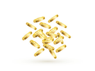Golden coins fortune, cash finance, money winner. Vector