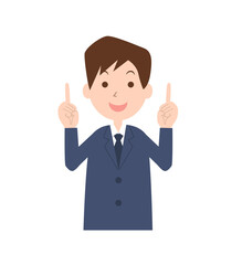 上を指しているビジネスマン