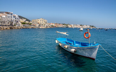 Fototapeta na wymiar view of Ischia Ponte with sea and boats