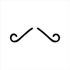 Black mustaches isolated on white background. Silhouette black vintage mustache isolated on white background. Symbol of Fathers day, sign for Barber Shop. Retro curly hipster moustaches.
