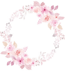 Watercolor Wreath of Pink Flower