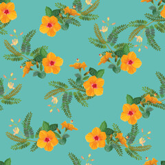 Obraz premium hibiscus and tamarin seamless pattern 