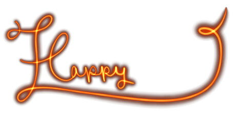 happy text isolate on trasparent background