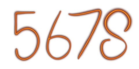 5,6,7,8 text numbers isolated on white