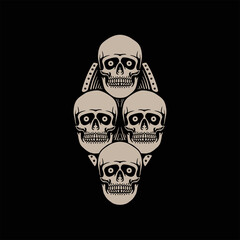 dark skulls tattoo vector design
