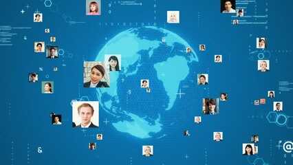 Multinational people and communication network. Social media. personal information. - Powered by Adobe