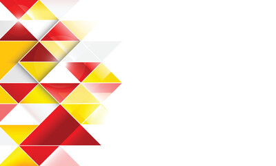 Triangular vector red white yellow geometric symmetrical background with space for your content.