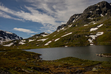 People, children enjoying the amazing views in Norway to fjords, mountains and other beautiful nature