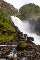 Amazing waterfalls near Odda village in Norway, Latefossen, Espelandsfossen, Vidfossen