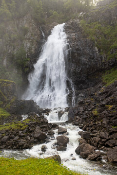 Amazing waterfalls near Odda village in Norway, Latefossen, Espelandsfossen, Vidfossen