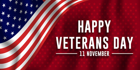happy veterans day american flag background with 3d writing