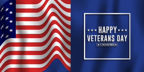 happy veterans day design with 3d design and flag background