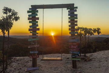 sunset in the city of Sao Tome das Letras, State of Minas Gerais, Brazil