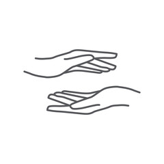 hand drawing gesture giving linear design. hand icon vector. hand symbol of giving icon. Hand care logo design. vector illustration