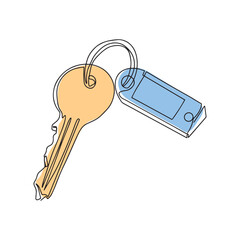 Keys linear icon Continuous line drawing. Fashion minimalist illustration. One line drawing. Vector illustration.