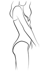 The silhouette of the body is a line. Female silhouette.