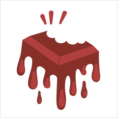 Unearthed dripping sweet Chocolate. Sketch vector illustration.