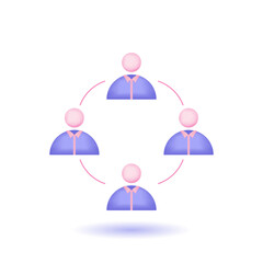 Global social network 3d icon. forum discussion, people group connect. 3d render vector illustration.