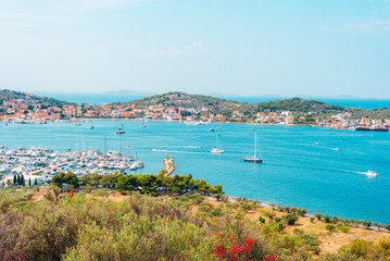 Fototapeta na wymiar Beautiful view of clear blue sea with islands, Murter, Croatia