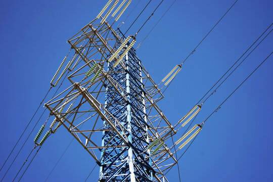 High voltage transmission line support.