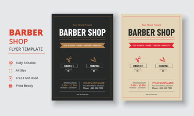 Barber Shop Flyer Template, Salon Flyer Template, Beauty Salon Flyer and poster leaflet template design
