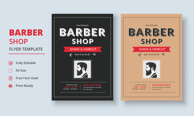 Barber Shop Flyer Template, Salon Flyer Template, Beauty Salon Flyer and poster leaflet template design