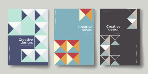 Modern abstract covers set, minimal covers design. Colorful geometric background, vector illustration.