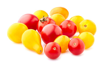 Fresh tomatoes  on white background isolated. Ripe cherry tomatoes.