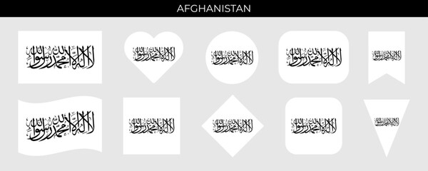 Fototapeta premium Afghanistan flag set. Vector illustration isolated on white background