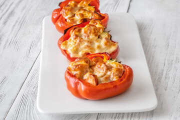 Baked bell peppers stuffed with sausage