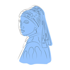 Girl with a Pearl Earring line art, color spots