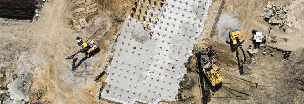 Aerial Photo Busy Industrial Construction Site