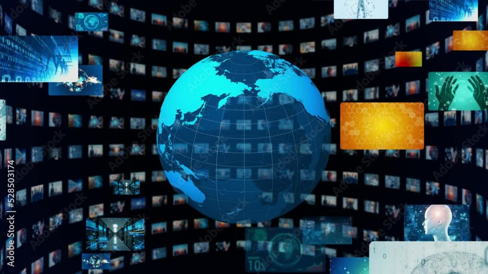 Poster Global communication network concept. Image analysis. Digital transformation. AI (Artificial Intelligence).