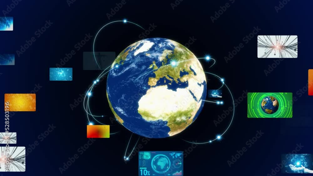 Poster Global communication network concept. Image analysis. Digital transformation. AI (Artificial Intelligence).