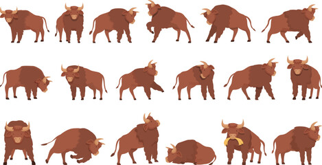 Buffalo icons set cartoon vector. Animal head. American bison © nsit0108